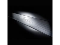 Cadillac Escalade ESV Front and Rear Door Sill Plates in Brushed Stainless Steel with Cadillac Script - 17802526