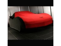 Chevrolet Corvette Premium All-Weather Car Cover in Red with Crossed Flags Logo - 19158377
