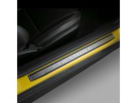 GM Front Door Sill Plates in Black and Brushed Aluminum with Chevrolet Script - 92223800