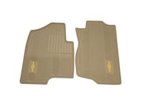 Chevrolet Suburban 1500 Front All-Weather Floor Mats in Cashmere with Bowtie Logo - 19166590