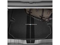 GM 23507997 Cargo Area Carpeted Mat in Black with Gray Stitching and Camaro Script for Coupe Models