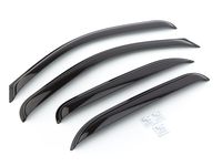 GM Front and Rear Tape-On Side Door Window Weather Deflector Set in Smoke Black with Silver GM Logo - 19172621