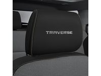 GM Cloth Headrest in Jet Black with Embroidered Traverse Script and Mojave Stitching - 84471262