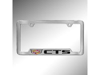 GM License Plate Frame by Baron & Baron in Chrome with Colored Cadillac Logo and CTS Script - 19330363