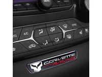 Chevrolet Corvette Instrument Panel Emblem in Black with Jake Logo and Corvette Racing Script - 23138328