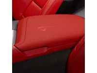 Chevrolet Corvette Floor Console Lid in Adrenaline Red Leather with Red Stitching and Stingray Logo - 84539747