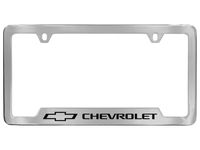 Chevrolet Malibu License Plate Frame by Baron & Baron in Chrome with Black Bowtie Logo and Chevrolet Script - 19330379