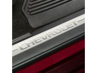 GM 23114164 Front Door Sill Plate with Jet Black Surround and Chevrolet Script