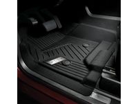 GMC Yukon XL First-Row Premium All-Weather Floor Liners in Jet Black with Chrome Bowtie Logo (for Models with Center Console) - 84185456