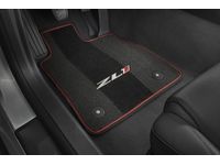Cadillac XT6 First-and Second-Row Premium Carpeted Floor Mats in Jet Black with Adrenaline Red Stitching and ZL1 Logo - 23378909