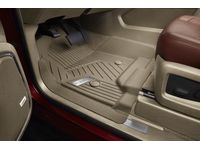 GMC Sierra 2500 HD First-Row Premium All-Weather Floor Liners in Dune with Chrome GMC Logo (for Models with Center Console) - 84185462