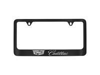 Cadillac ELR License Plate Frame by Baron & Baron in Black with Chrome Cadillac Logo and Chrome Cadillac Script - 19368086