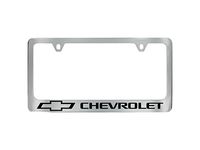 Chevrolet Bolt EV License Plate Frame by Baron & Baron in Chrome with Black Bowtie Logo and Chevrolet Script - 19368099