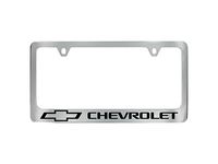 GM 19368099 License Plate Frame by Baron & Baron in Chrome with Black Bowtie Logo and Chevrolet Script