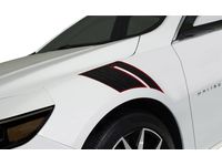 Cadillac Fender Hash Decal in Mosaic Black Metallic with Red Hot Outline - 23401148