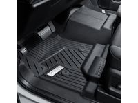 Chevrolet Silverado 2500 HD Regular Cab First-Row Interlocking Premium All-Weather Floor Liner in Jet Black with Chrome Bowtie Logo (for Models without Center Console) - 84357879