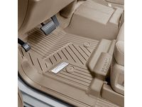 Chevrolet Silverado 2500 HD First-Row Interlocking Premium All-Weather Floor Liner in Dune with Chrome Bowtie Logo (for Models without Center Console) - 84357870