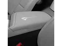 Chevrolet Corvette Floor Console Lid in Gray Leather with Gray Stitching and Stingray Logo - 84539783