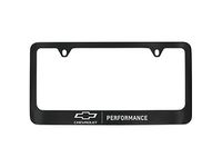 GM License Plate Frame by Baron & Baron in Black with Bowtie Logo and Chrome Performance Script - 19330393