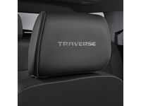 Chevrolet Vinyl Headrest in Jet Black with Embroidered Traverse Script and Mojave Stitching - 84725528