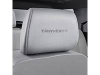 Chevrolet Vinyl Headrest in Medium Ash Gray with Embroidered Traverse Script and Light Ash Gray Stitching - 84471277