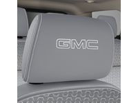 GM Cloth Headrest in Light Ash Gray with Embroidered GMC Script - 84483937