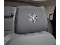 Buick Enclave Vinyl Headrest in Dark Galvanized with Frost Blue Stitch and Embroidered Buick Logo - 84568560