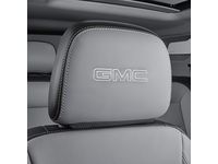 GM Vinyl Headrest in Medium Ash Gray with Embroidered GMC Script in Medium Gray Stitching - 84466954