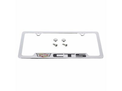 GM 19330363 License Plate Frame by Baron & Baron in Chrome with Colored Cadillac Logo and CTS Script