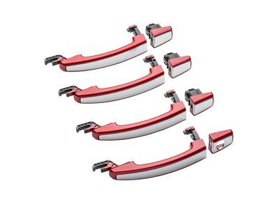 GM 20919352 Front and Rear Door Handles in Claret Red with Chrome Strip