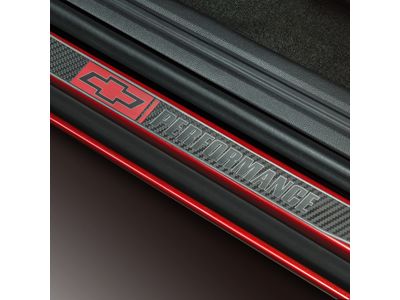 GM 23232340 Front and Rear Door Sill Plates in Stainless Steel with Chevrolet Performance Logo and Carbon Fiber Appearance
