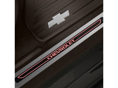 GM 22933515 Illuminated Front Door Sill Plates with Cocoa Surround and Chevrolet Script