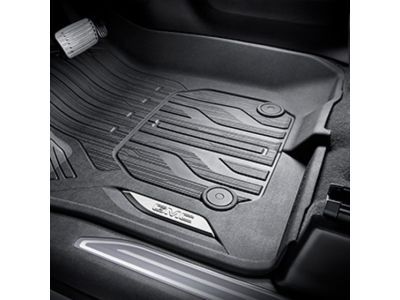 GM 84333604 First-Row Premium All-Weather Floor Liners in Jet Black with GMC Logo (for Models with Center Console)
