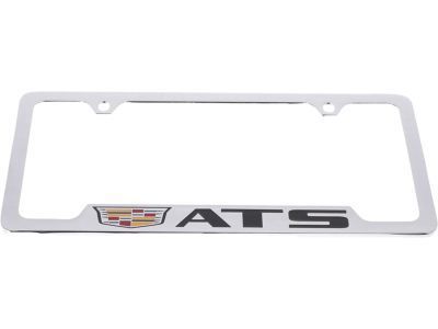 GM 19330364 License Plate Frame by Baron & Baron in Chrome with Colored Cadillac Logo and ATS Script