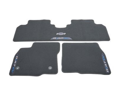 GM 42498172 First-and Second-Row Premium Carpeted Floor Mats in Dark Galvanized with Bowtie Logo and Bolt EV Script