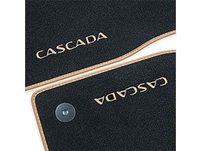 GM 39029758 First-and Second-Row Premium Carpeted Floor Mats in Jet Black with Jet Black Stitching and Cascada Script
