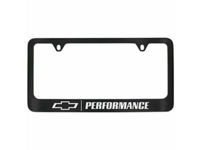 GM 19368106 License Plate Frame by Baron & Baron in Black with Chrome Bowtie Logo and Performance Script