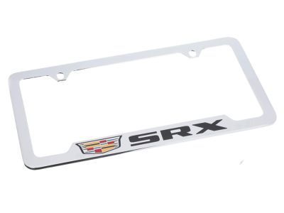 GM 19330362 License Plate Frame by Baron & Baron® in Chrome with Colored Cadillac Logo and SRX Script