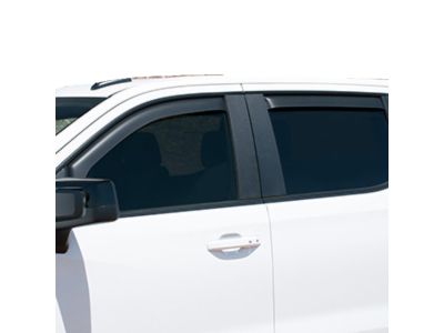 GM 19417400 Crew Cab Front and Rear Tape-On Low-Profile Door Window Weather Deflectors in Smoke Black by LUND