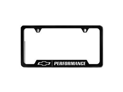 GM 19330393 License Plate Frame by Baron & Baron in Black with Bowtie Logo and Chrome Performance Script
