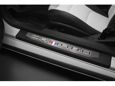 GM 84127636 Illuminated Front Door Sill Plates in Stainless Steel with Camaro Logo