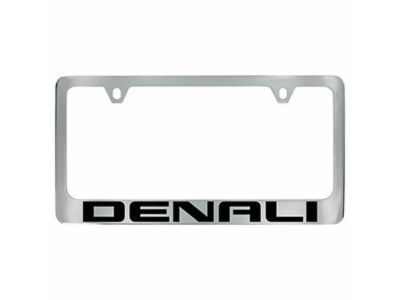 GM 19368092 License Plate Frame by Baron & Baron in Chrome with Black Denali Script