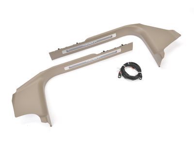 GM 22933514 Illuminated Front Door Sill Plates with Dune Surround and Chevrolet Script