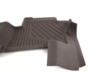 GM 84185457 First-Row Premium All-Weather Floor Liners in Cocoa with Chrome Bowtie Logo (for Models with Center Console)
