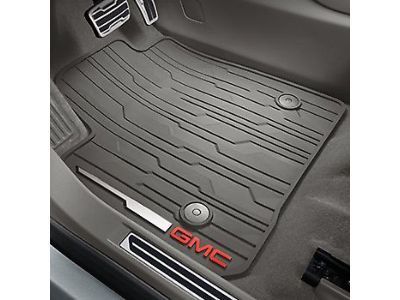 GM 84369009 First-Row Premium All-Weather Floor Liners in Dark Ash Gray with GMC Logo