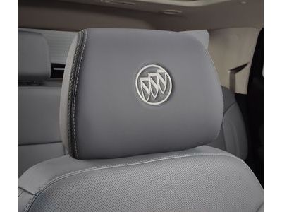 GM 84568560 Vinyl Headrest in Dark Galvanized with Frost Blue Stitch and Embroidered Buick Logo