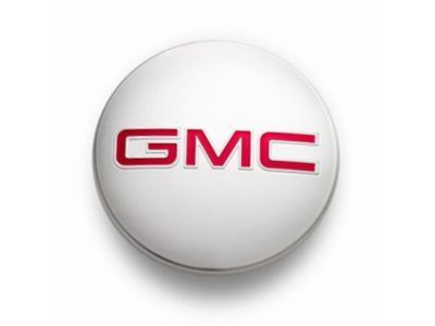 GM 19301599 Center Cap in Bright Aluminum with Red GMC Logo