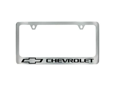 GM 19368099 License Plate Frame by Baron & Baron in Chrome with Black Bowtie Logo and Chevrolet Script