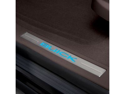 GM 23129793 Illuminated Front Door Sill Plates in Cocoa with Buick Script