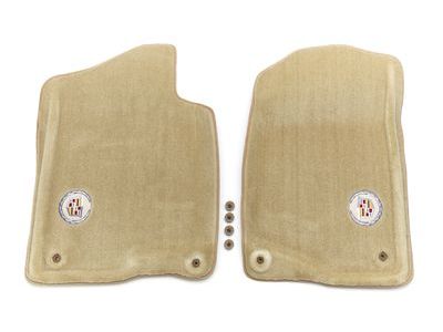 GM 17800409 Front Carpeted Floor Mats in Cashmere with Cadillac Logo